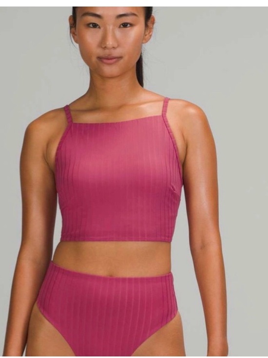 lululemon athletica Other - lululemon athletica Black Ribbed Two-Piece Swim Set
